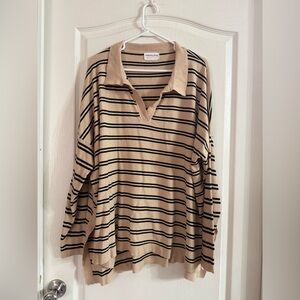 First Love Oversized Polo Striped Sweater Sz 2X. MH-122